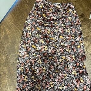 Abercrombie & Fitch Black Maxi Skirt with Pink & Yellow Floral Print
